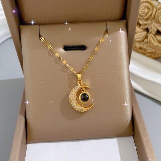 100 Languages- I Love You Moon Necklace