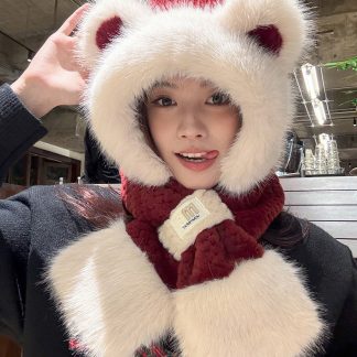Fox Ear Plush Hat Scarf